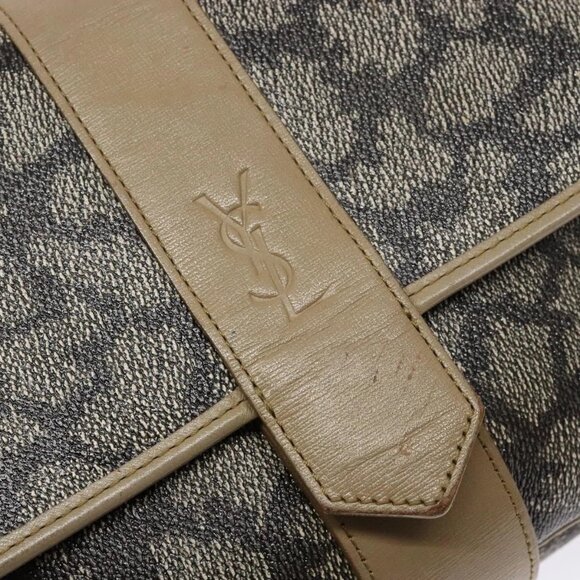 SAINT LAURENT Shoulder Bag PVC Leather Beige Gray Auth bs28744 - Picture 10 of 16